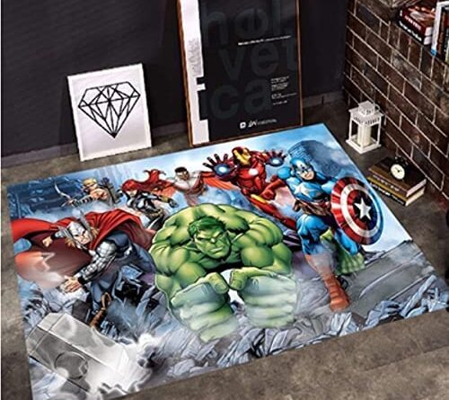 W-life Les Enfants Tapis De Jeu Tapis 3D The Avengers Marvel Paillasson Cartoon Tapis Chambre Carpettes Chambre d'enfant Décoratifs pour La Maison Color : 01, Size : 80 * 120cm