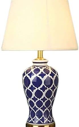 Table de nuit Céramique Lampe Cuivre chambre textile appoint Lampe Beige 